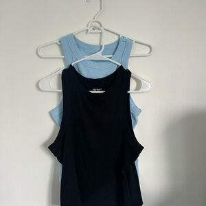 Old Navy Blue and Black Sleeveless Tank Tops with Cut Out Design